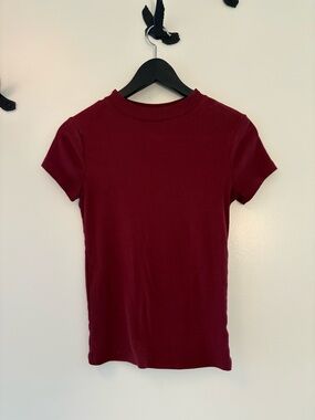 A New Day Ribbed Knit Short Sleeve Crewneck Tee - Burgundy/Wine NWOT